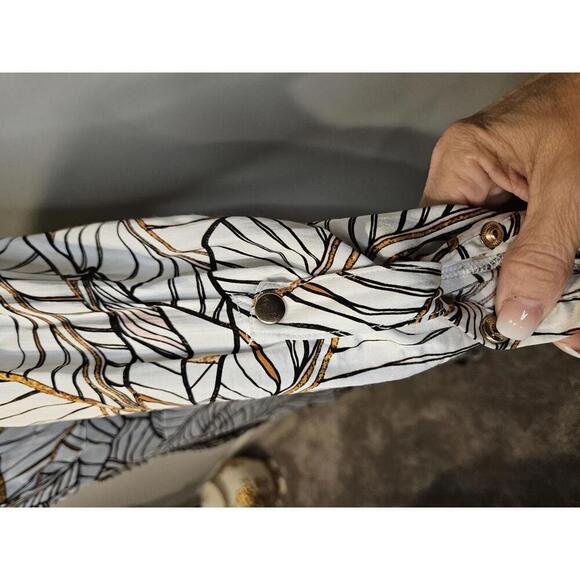 Esqualo Elegant Leaf Print Button-Up Dress #93 - Picture 8 of 8